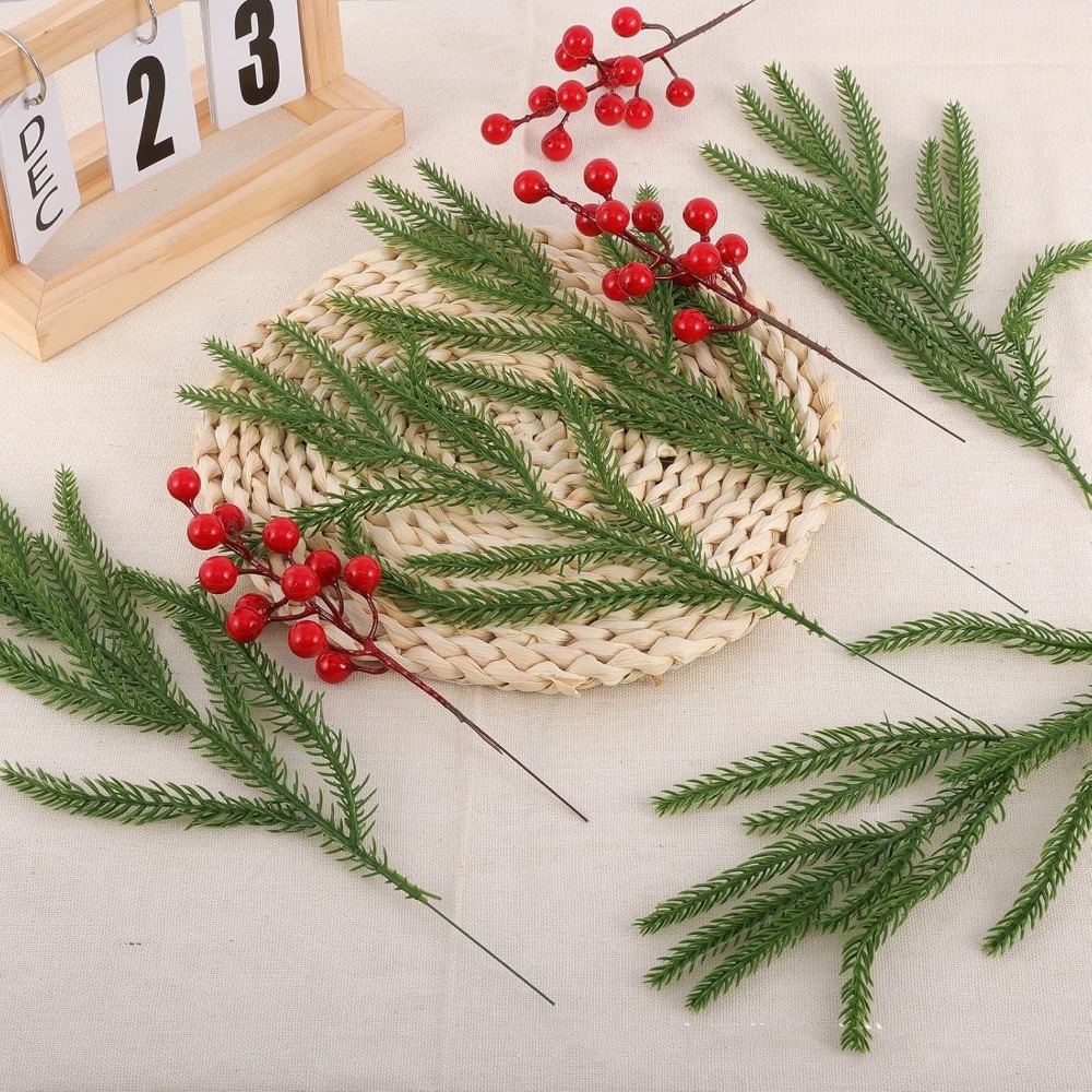 10PCS Christmas Artificial Nor - Christmas Wreath Fake 评论和价格