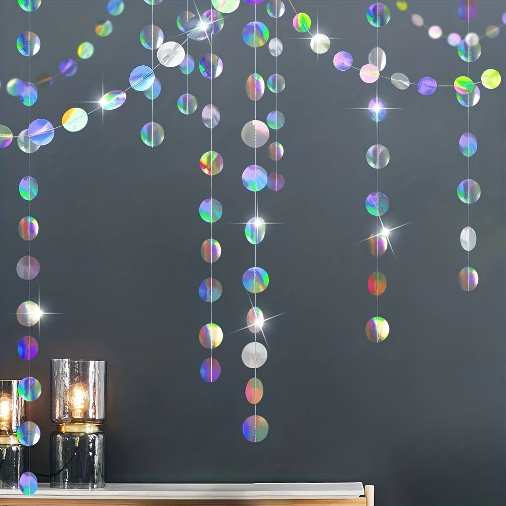 1pc Shimmering Iridescent Circ - Tinsel Garland Decoration 评论和价格