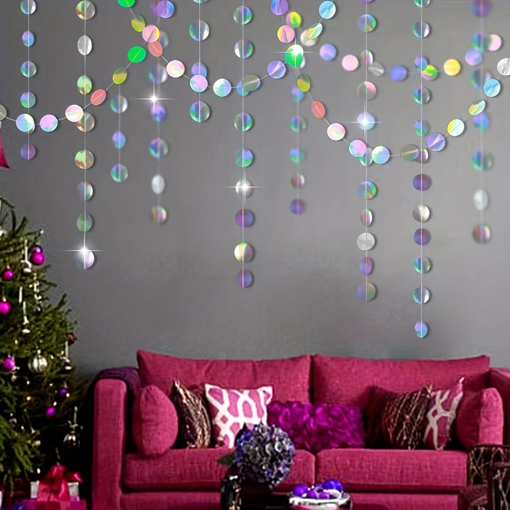 1pc Shimmering Iridescent Circ - Tinsel Garland Decoration 评论和价格