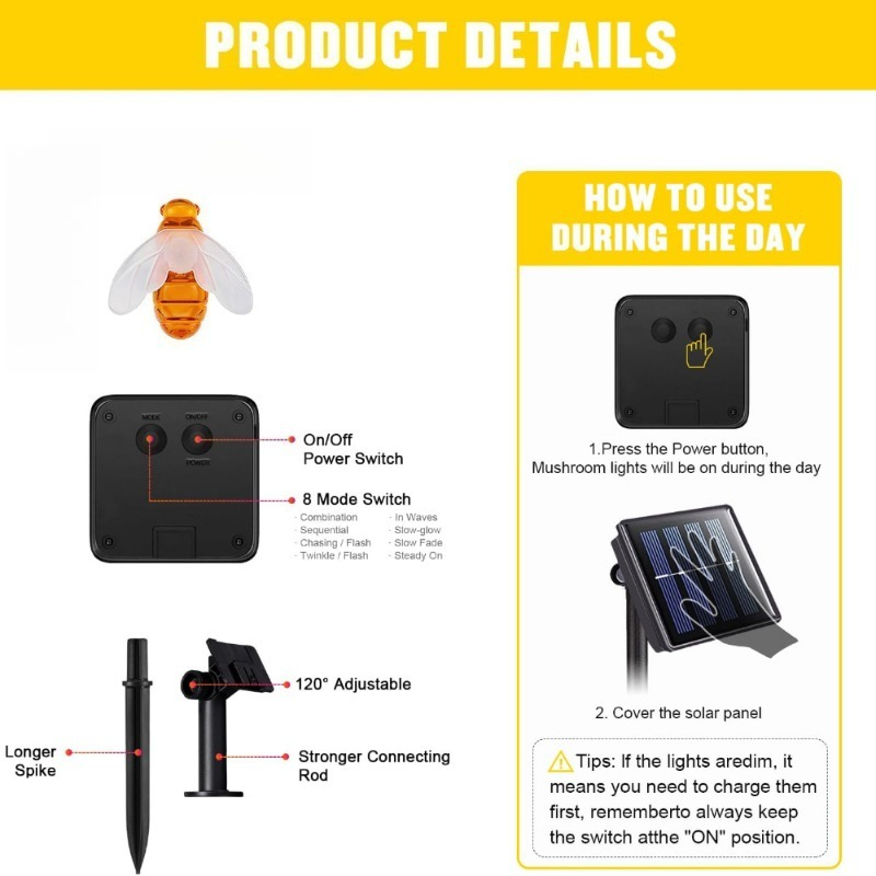 Solar Bee String Light 7m 50 L - Christmas Lights Outdoor 评论和价格