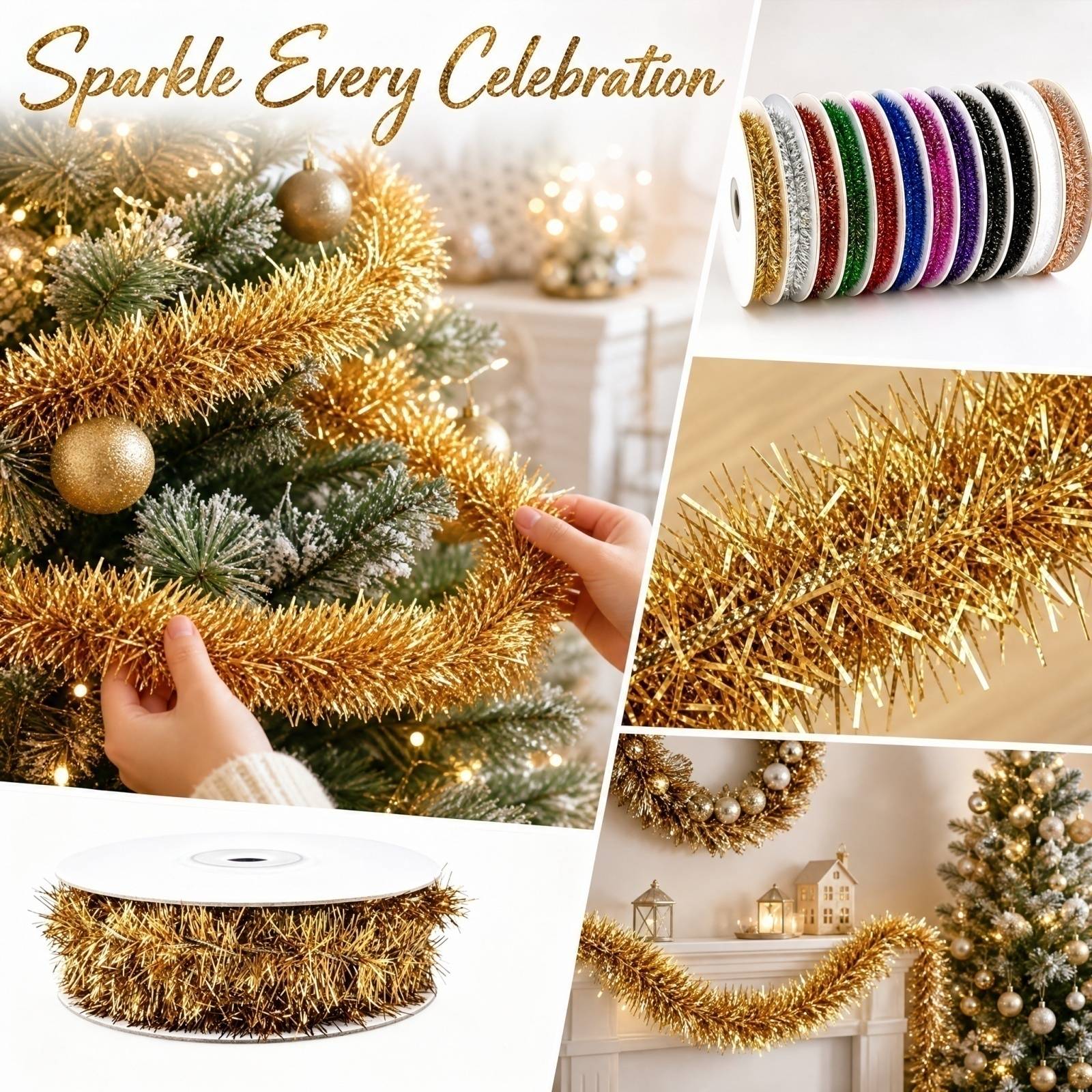 Plastic Wire Garland 5m Long 9 - Tinsel Garland Decoration 评论和价格