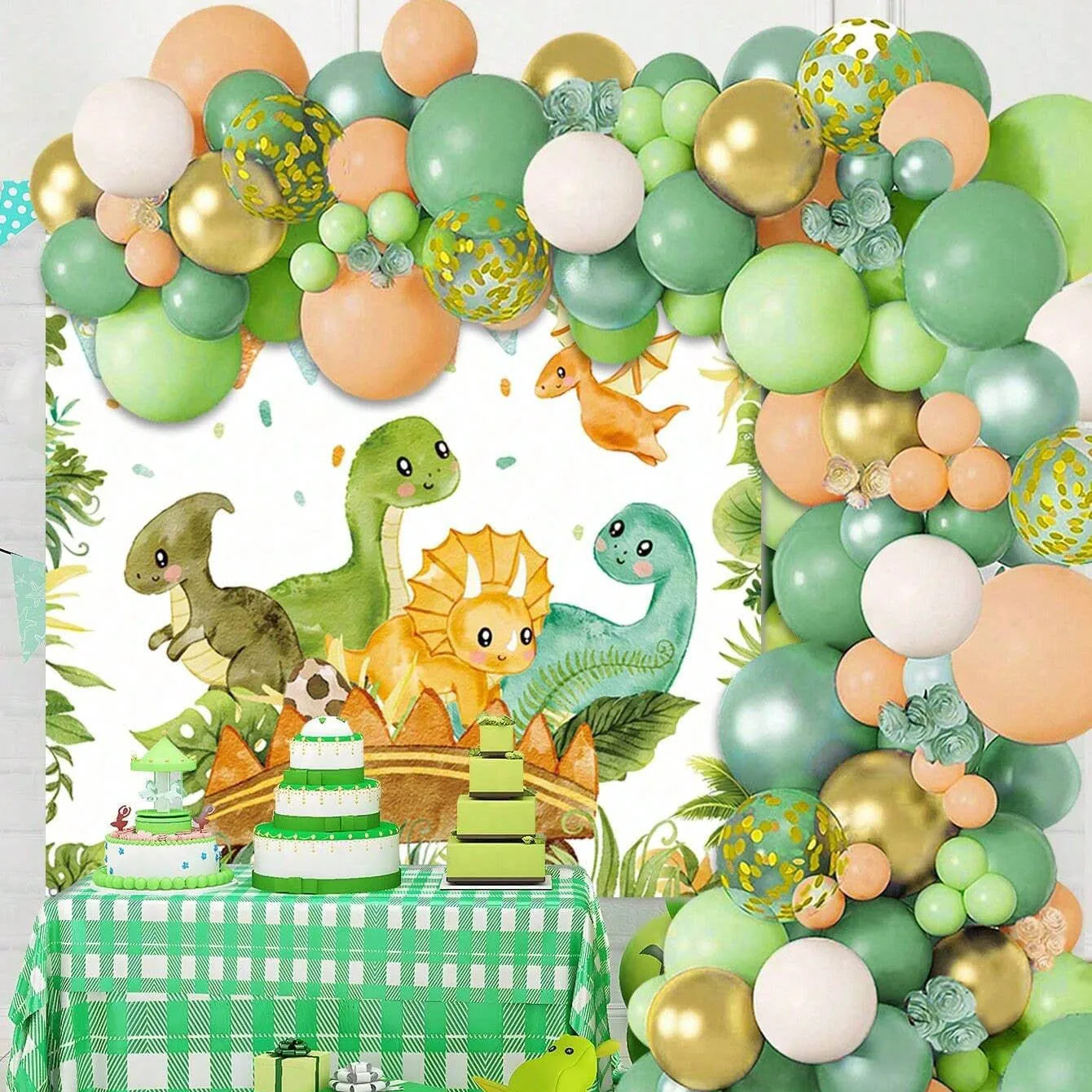 Dinosaur Balloon Set Arch for  - Tinsel Garland Decoration 评论和价格
