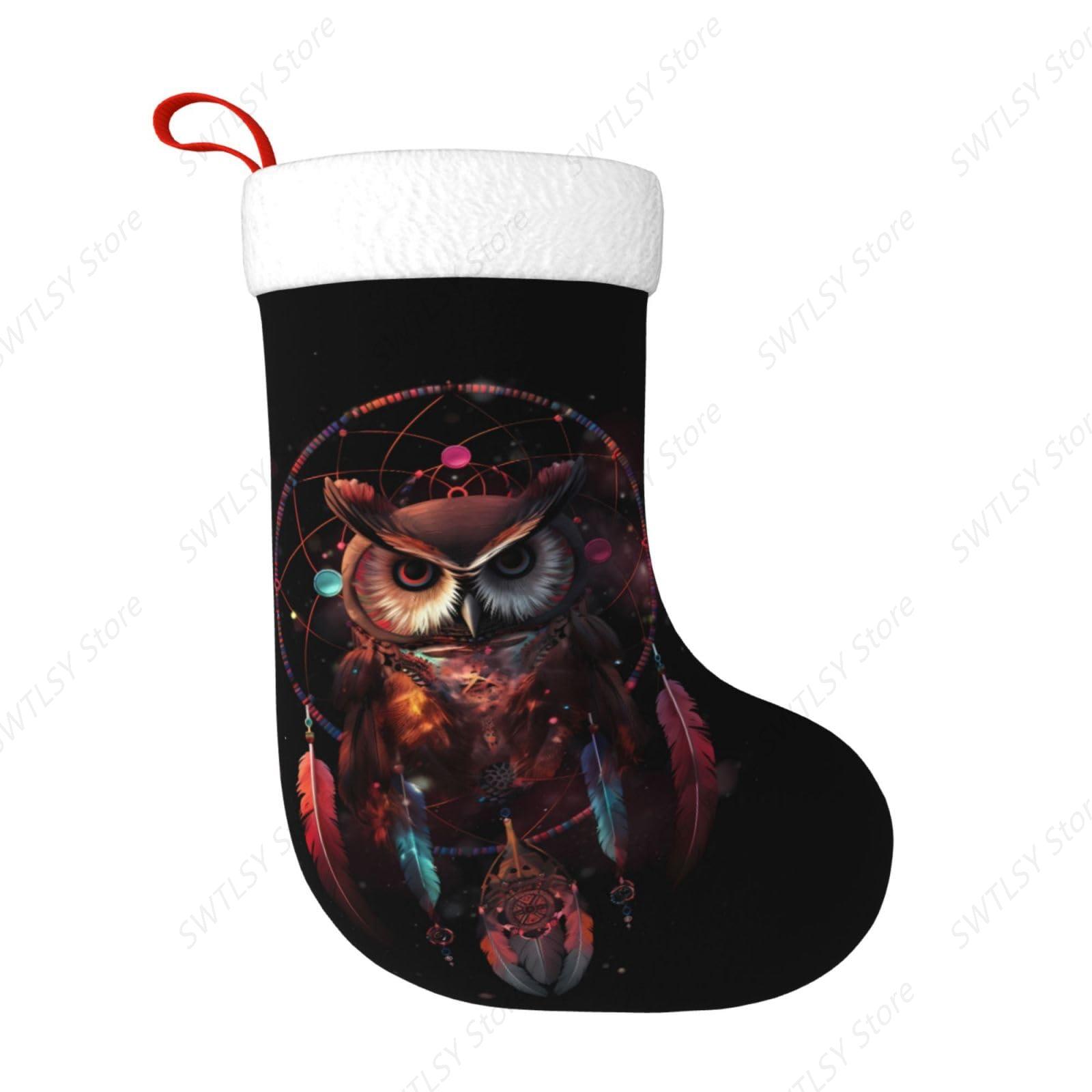 Owl Rainbow Catcher Large Chri - Christmas Stocking Hanging 评论和价格