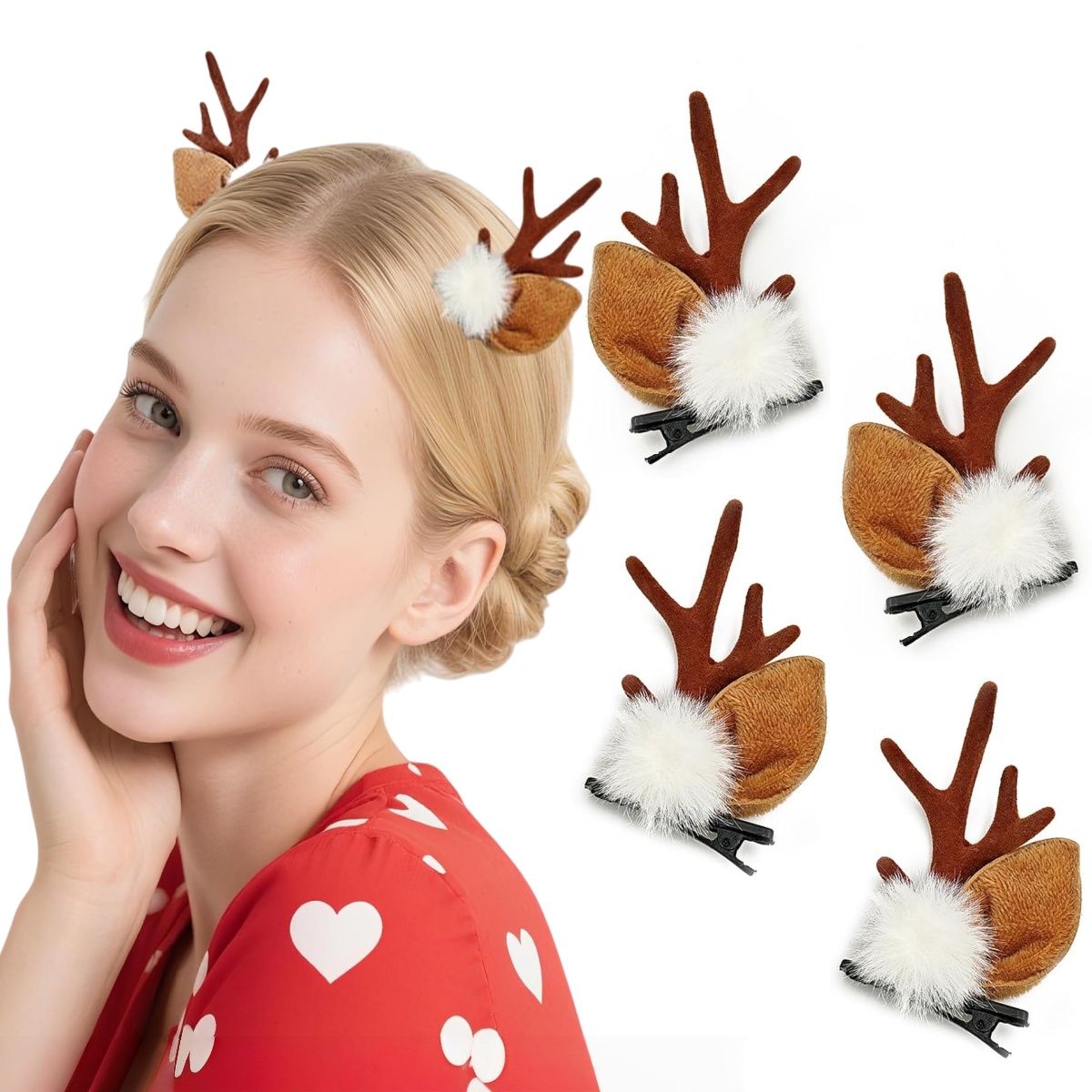 1/2Pairs Small Deer Ears Antle - Reindeer Antlers Headband 评论和价格